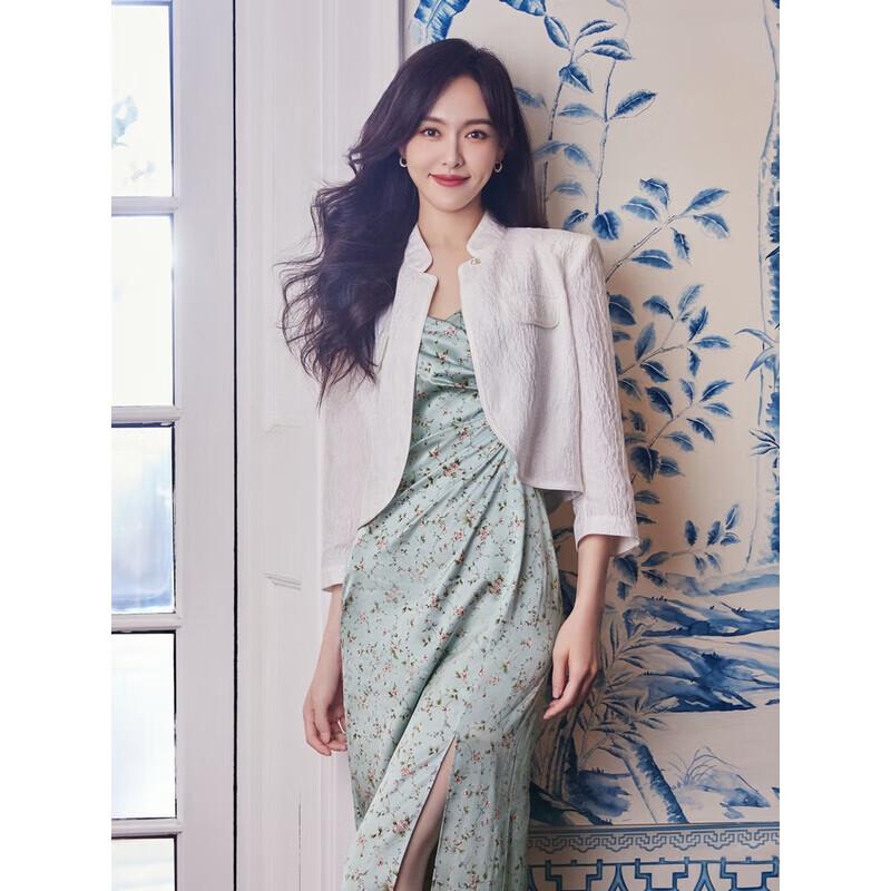 

EP YAYING Silk Stand-Collar Jacquard Short Jacket XL