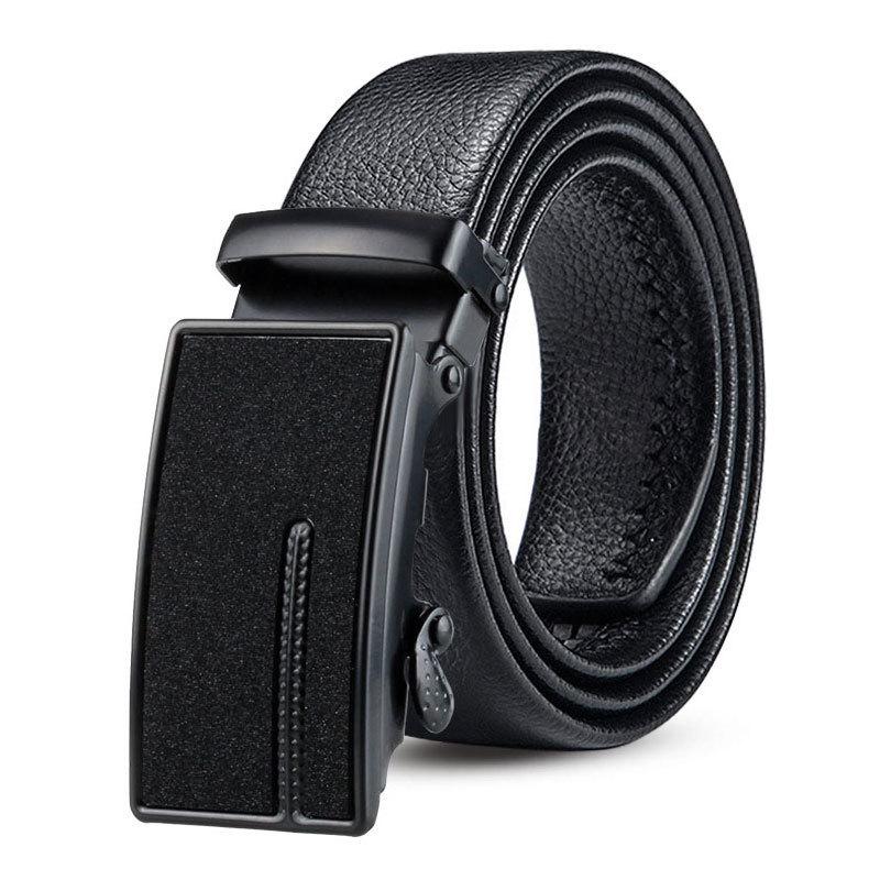Men’s Automatic Buckle Leather Belt with Customizable Logo - Perfect for Business and Casual Wear