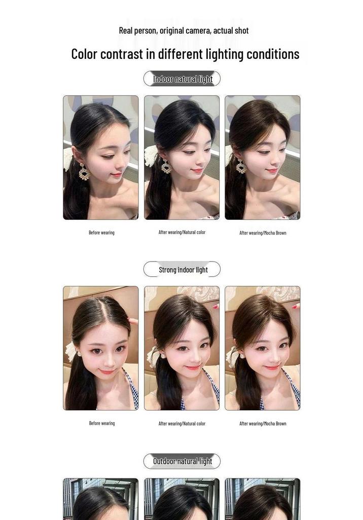 Women's Crown Hairpiece: Real Hair, Invisible, Fluffy, Volumizing, High Skull Top, Covers Grays, Forehead, Traceless with Bangs