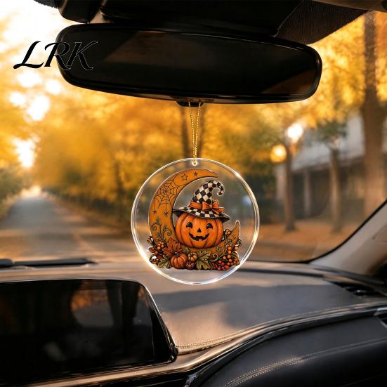 Acrylic Hanging Crafts Halloween Ghost Ornament, Double Side 2D Black Cat Bat Skull Spooky Room Decor Pendant for Door Window, Festive Party