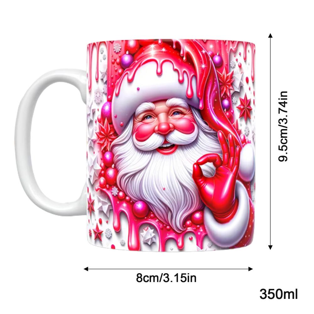 3D Christmas Ceramic Mugs Cute Mugs With Flat Painted Santa Claus Novelty Coffee Mug In Ceramic 11oz Coffee Milk Tea Lovers Gift