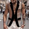 INCERUN Men Lapel Sleeveless Stitching One Button Striped See Through Waistcoats