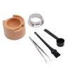 Coffee Capsule Refill Kit with 50pcs Aluminum Foil Seals Lids Spoon Brush Ring Clip Solid Wood