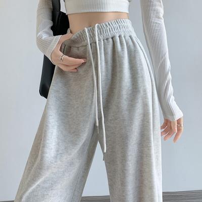Jogginghose für Damen, hoch tailliert, dünn, locker, zweiteilig, lässige Hose mit weitem Bein, vielseitige Schutzhose mit Kordelzug
