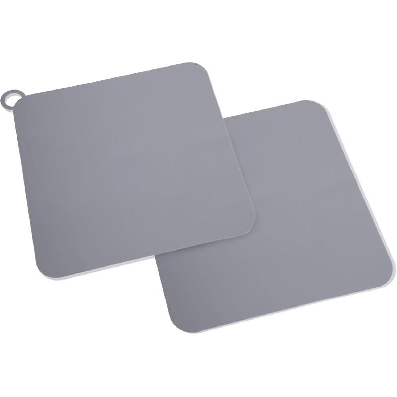 Shower Drain 2 Pcs Silicone Tub Stopper Floor Drain Covers Hair Catcher Grey Square 8.27 Inch Shower Stopper Sewer Mat Drains Plugs Silicone Mat for