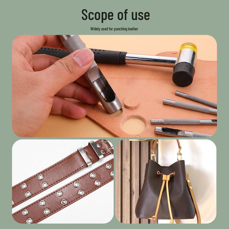 Leather Belt Hole Punch Set with Eyelet and Hollow Punch Tools