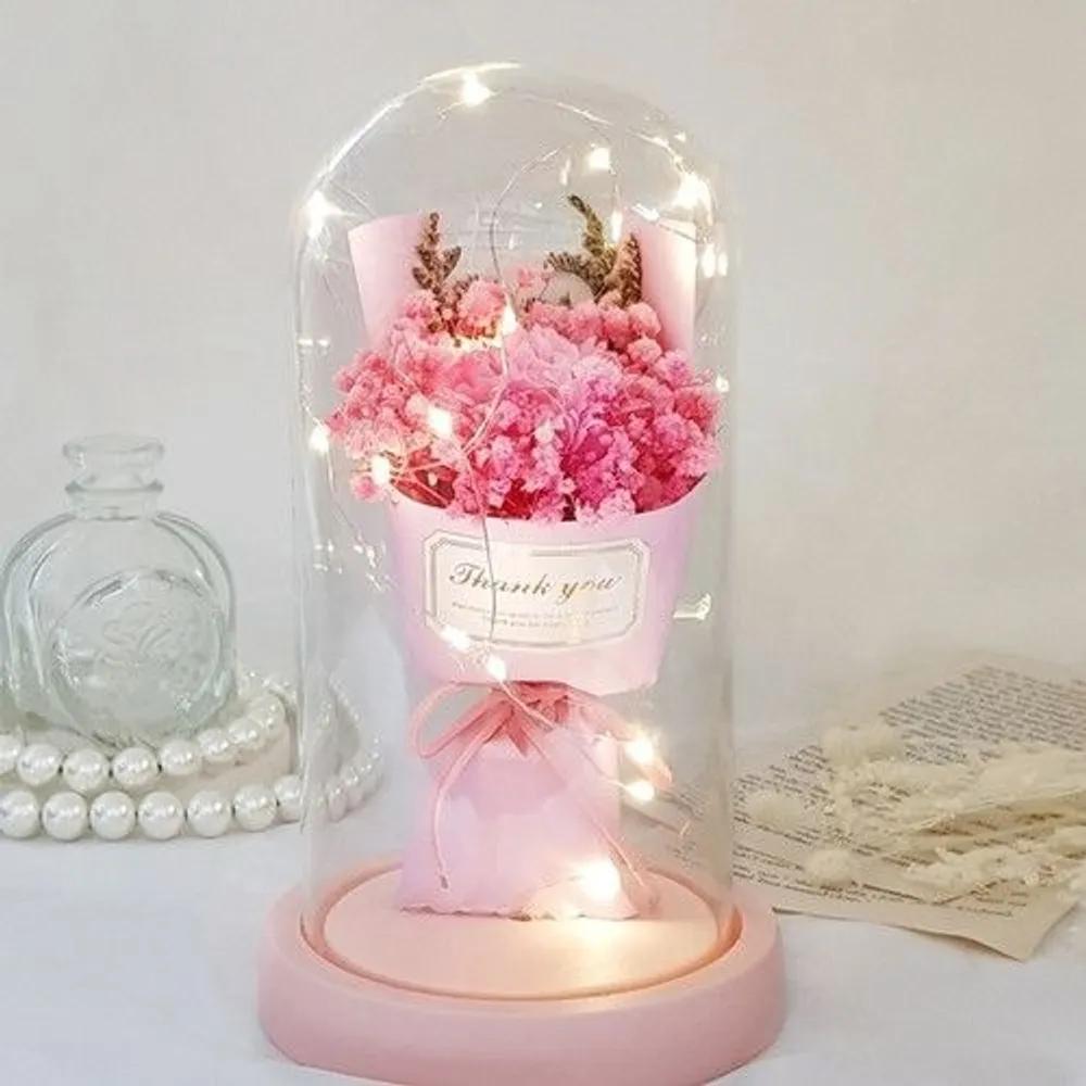 Pink Carnation LED Mood Light Bouquet Parents' Day Teachers' Day Gift for Parents Flower Light