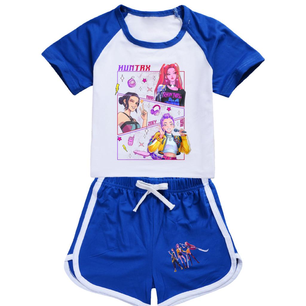 5041 Kids Girls POP Rumi Zoey Mira Print T-shirt Shorts Sport Tracksuit Clothes Set