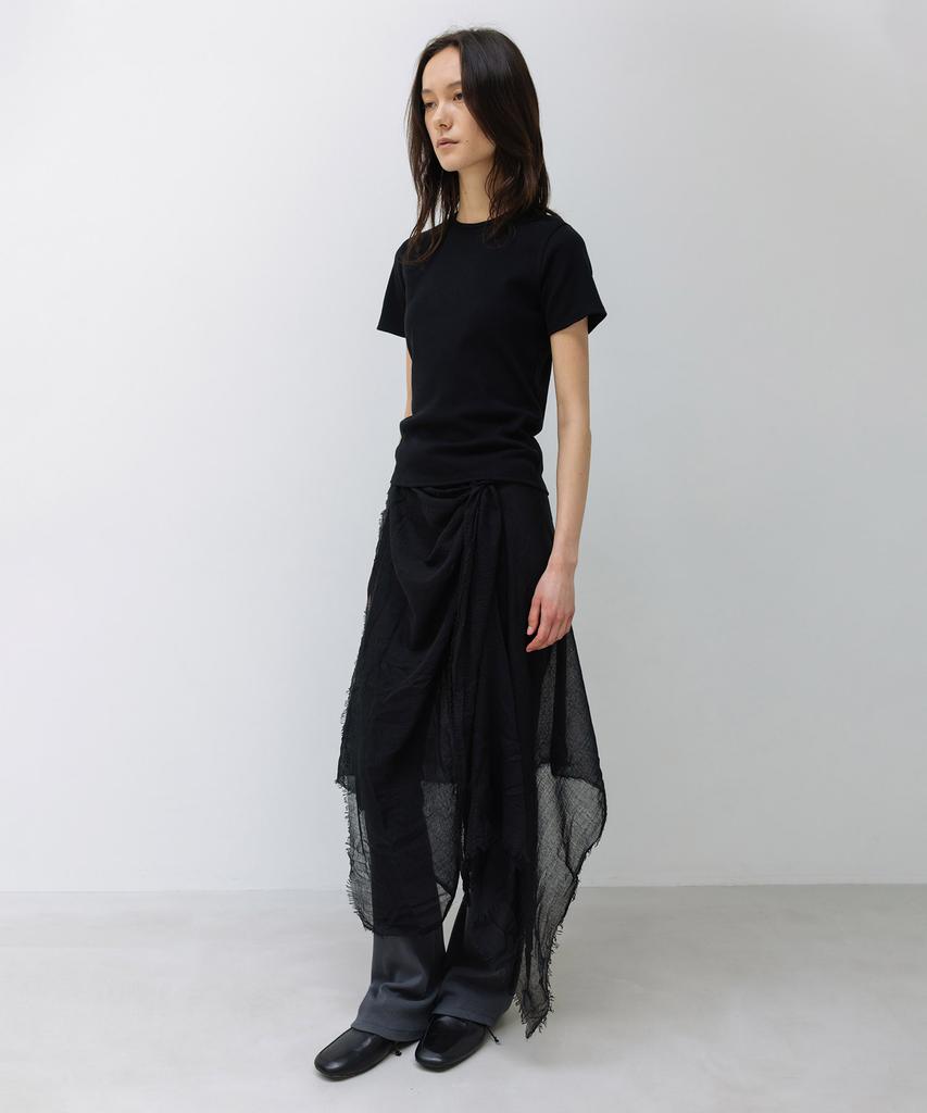 INSILENCE WOMEN Washed Rib Half Sleeve Black
