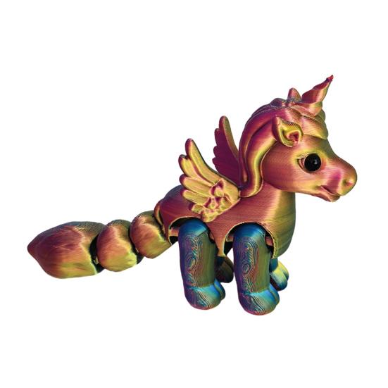 Ruchome stawy Figurka latającego konia Drukowana 3D Statuetka latającego kucyka Redukcja stresu Zabawka Fidget Edukacyjny Model zwierzęcia Ozdoba dekoracyjna na biurko