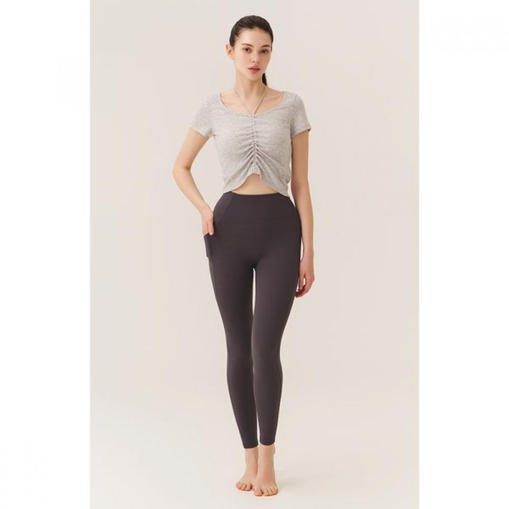 HuiT Nep Rib FronT Shirring HalTer Neck T shirT hTwTs5k05T