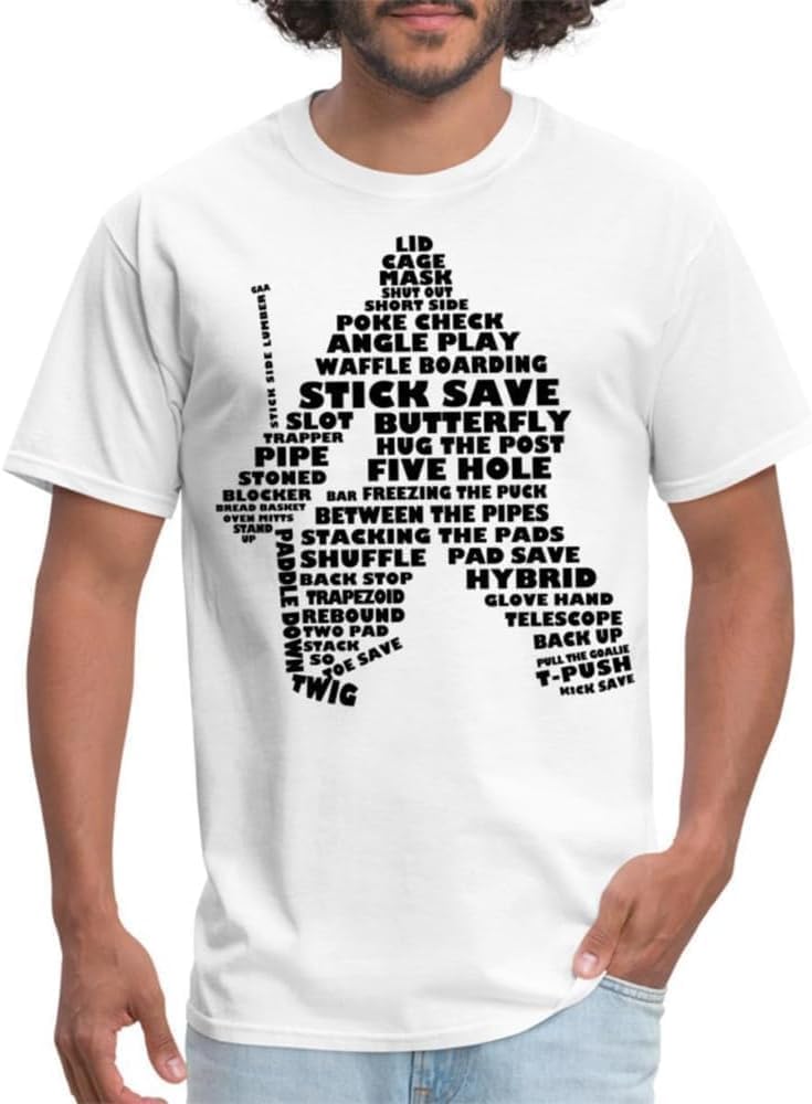 Hockey Goalie Lingo Calligram Men s T-Shirt White XL белый
