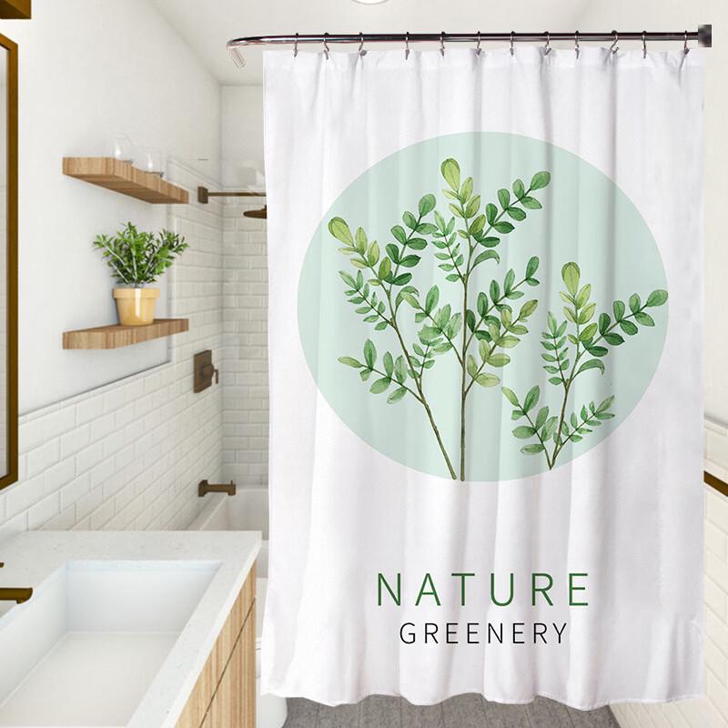 LISM Digital Print Green Plant Shower Curtain
