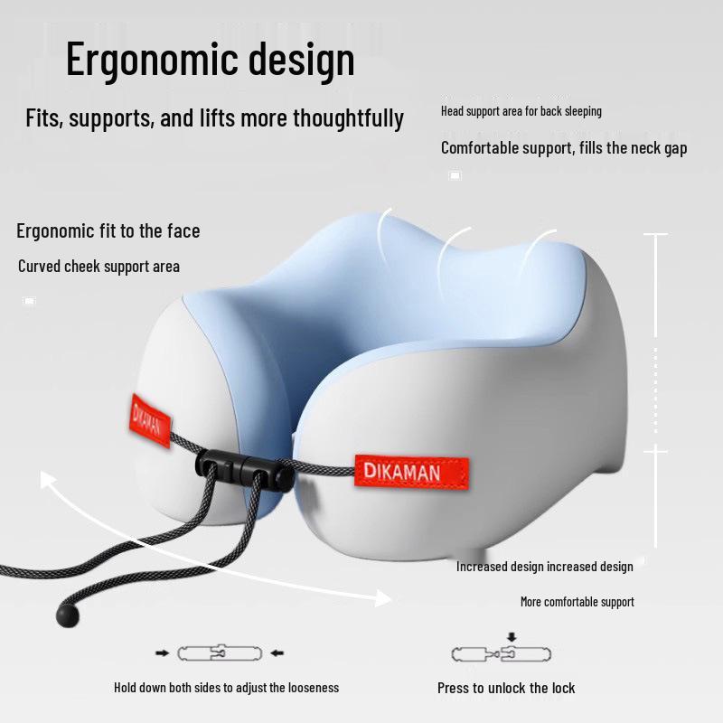 U-formad nackkudde i minnesskum - Bärbar komfort för flygresor
