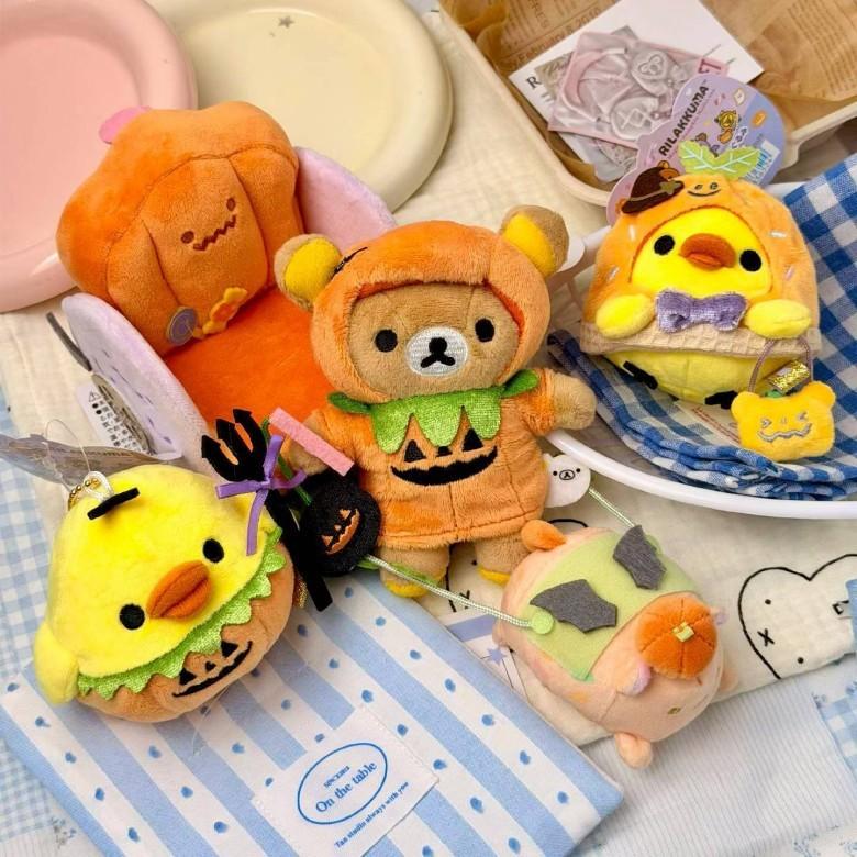 Halloween Rilakkuma Penguin Pumpkin Plush Toy With Bat Wings For Kids Room Decor