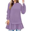 Women's Fashion Casual Loose Long Sleeve Ruffle Mid-Length Solid Color Sweatshirt
