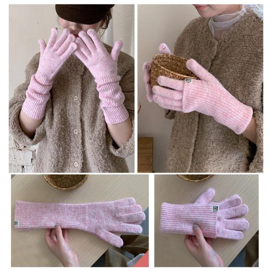 Women Convertible Winter Gloves Warm Touchscreen Gloves 2-in-1 Knitted Stretchy Texting Gloves for Daily Outings Driving