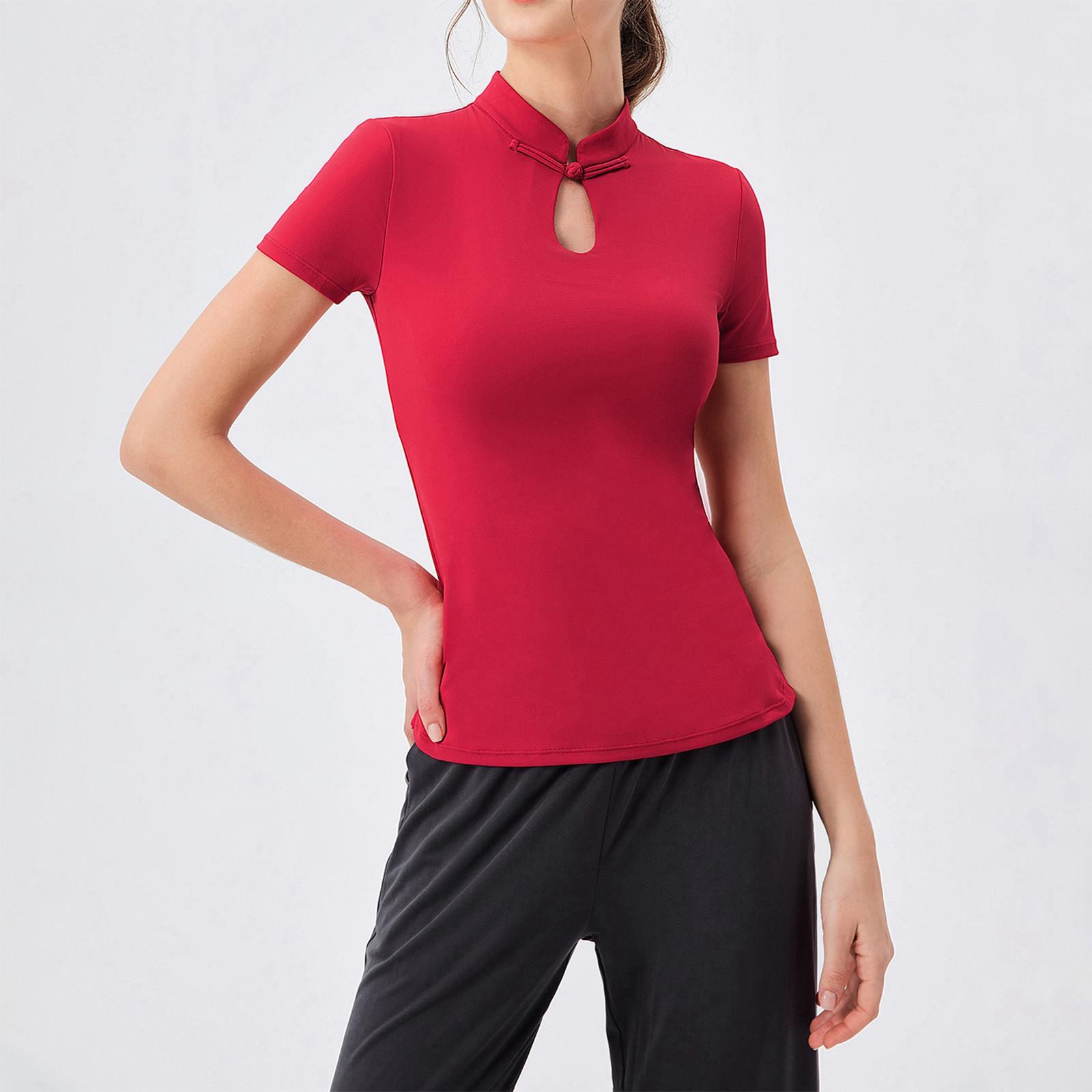 

Майки для тренировок, рубашки с открытой спиной для йоги, свободный крой, спортивный спортивный топ с рукавами XL красный