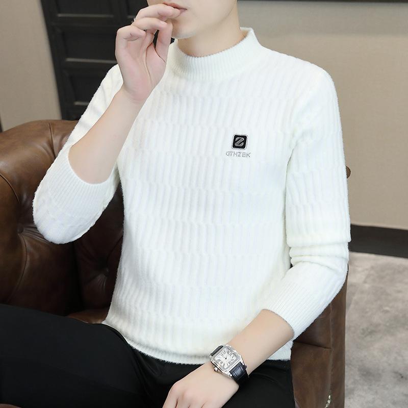 

Hot Hot Autumn and Winter New Casual Crew Neck Sweater Bottom Knit Plus Size Loose Sweater M білий