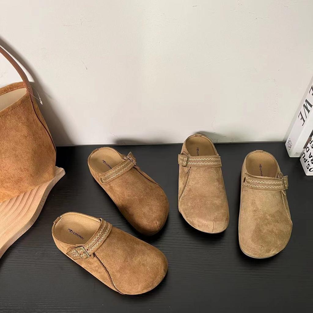 Lightweight outer wear versatile one-pedal Boken slippers women's 2025 autumn new heightened thick-soled bag head Boken half slippers