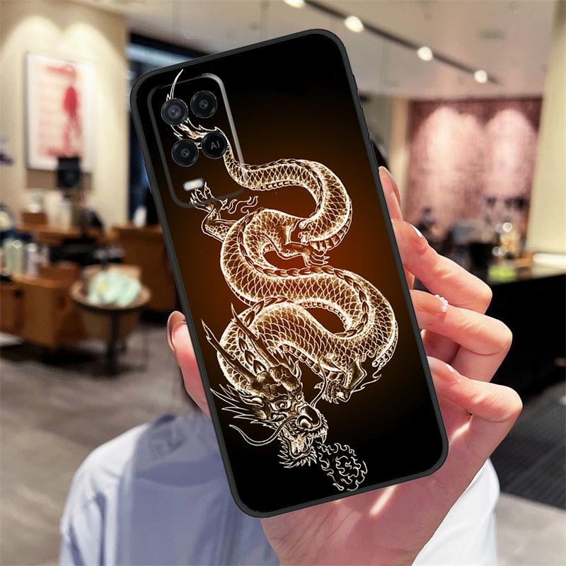 Chinese Dragon Case For Oppo A94 A74 A54 A18 A38 A58 A78 A98 A40 A60 A80 A16 A76 A96 A15 A17 A77 A57S Cover