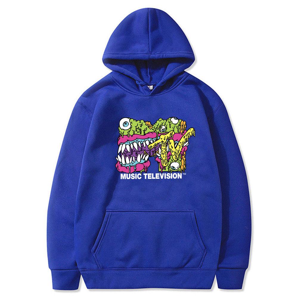 Felpa con Cappuccio Grafica Mostro MTV Music Television Moda Uomo Donna Vintage Oversize Pullover Unisex Casual Felpa Cotone con Cappuccio