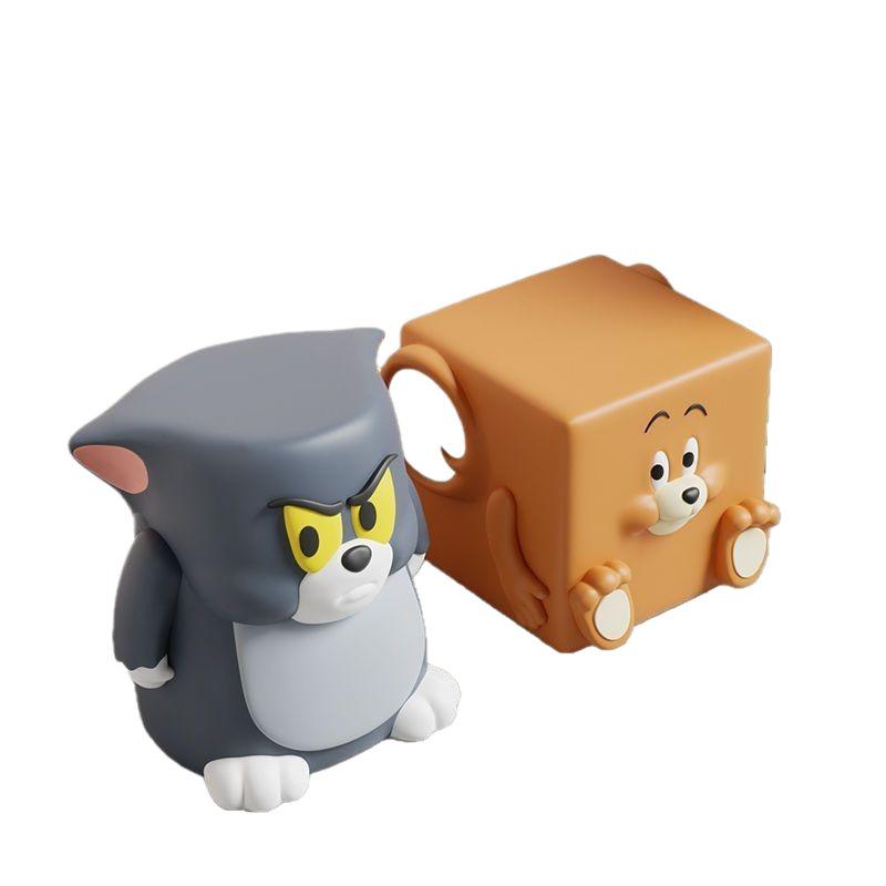 Tom & Jerry Cartoon Glass Side Table & Stool Set