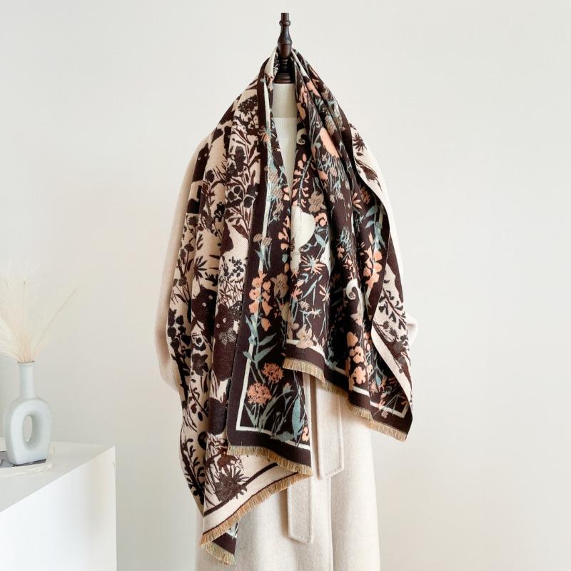 New cute cat scarf women's autumn and winter velvet thickened imitation cashmere shawl with warm scarf women