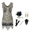 1920er Gatsby Perlenquastenkleid, Übergröße S-4XL - Damen Retro Formelles Pailletten Performance Kostüm.