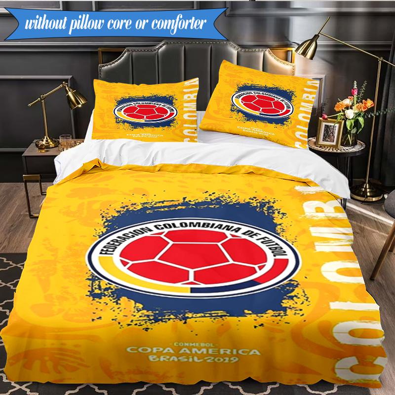 Colombian National Football Team 3pcs Bedding,Including 1pc Duvet Cover And 2pcs Pillowcases Perfect for Christmas,Ideal for Bedroom, Dormitory