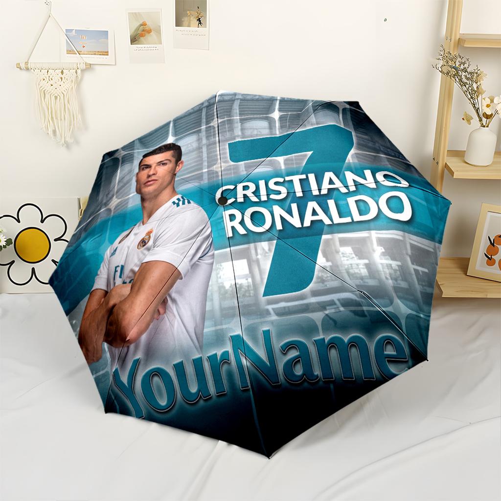 Cristiano Ronaldo Customize Your Name Umbrella Portable Automatic Umbrella Compact Durable 8-Rib Compact Design All-Season Travel Outdoor Accessory