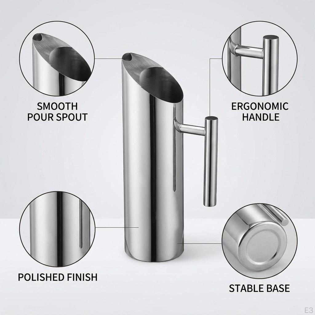 Cold Beverage Pitcher Juice Jug Stainless Steel Iced Tea Stylish Water Kettle for Kitchens