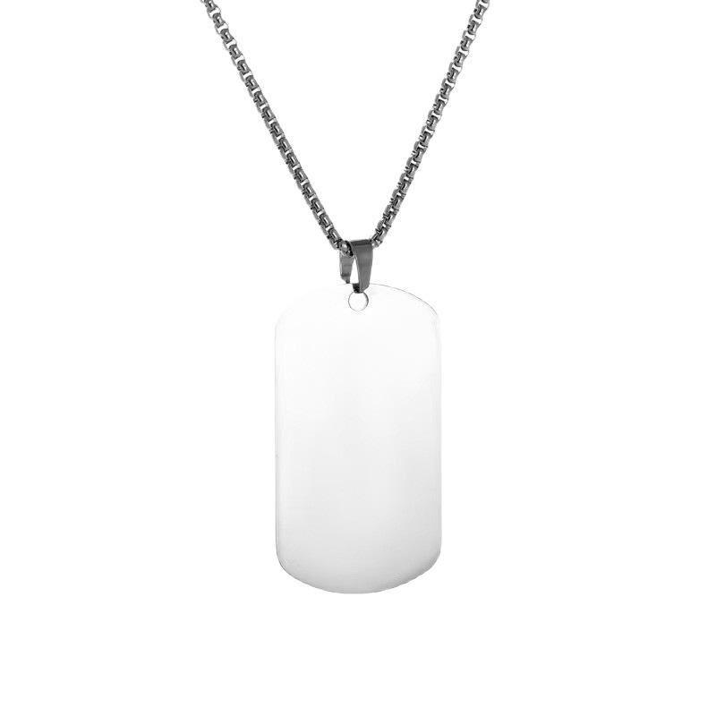 Men's Stainless Steel Engraved Hip Hop Military Dog Tag Pendant Necklace