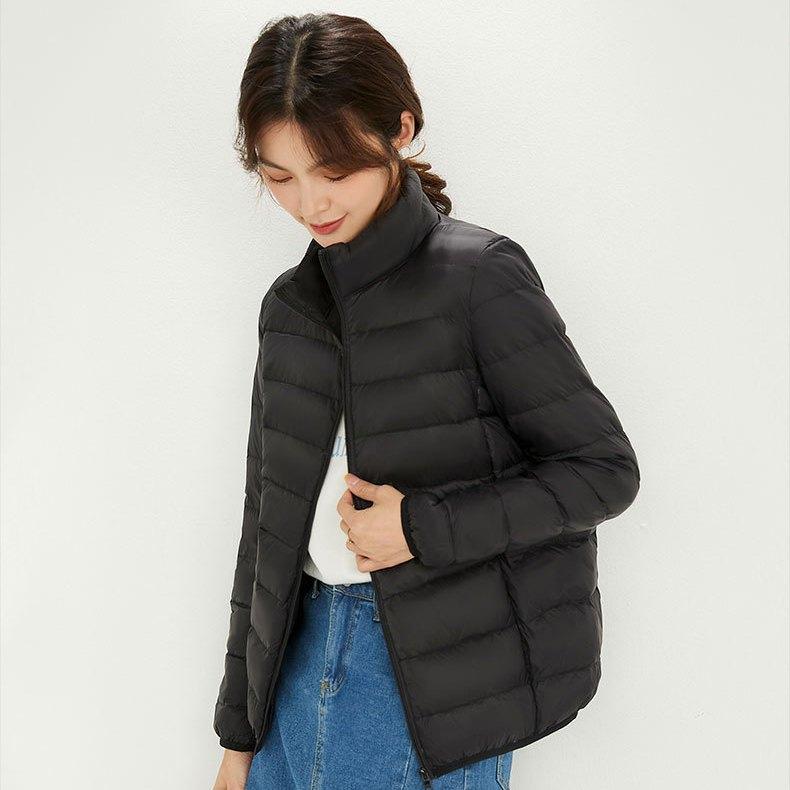 

Autumn and winter new down light down jacket women s hooded thin large size thickened coat S