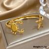 FLASHBUY Stainless Steel Open Bangle for Women and Men, Wrist Zircon, Starfish, Crab, Gold Color, Vintage Trend