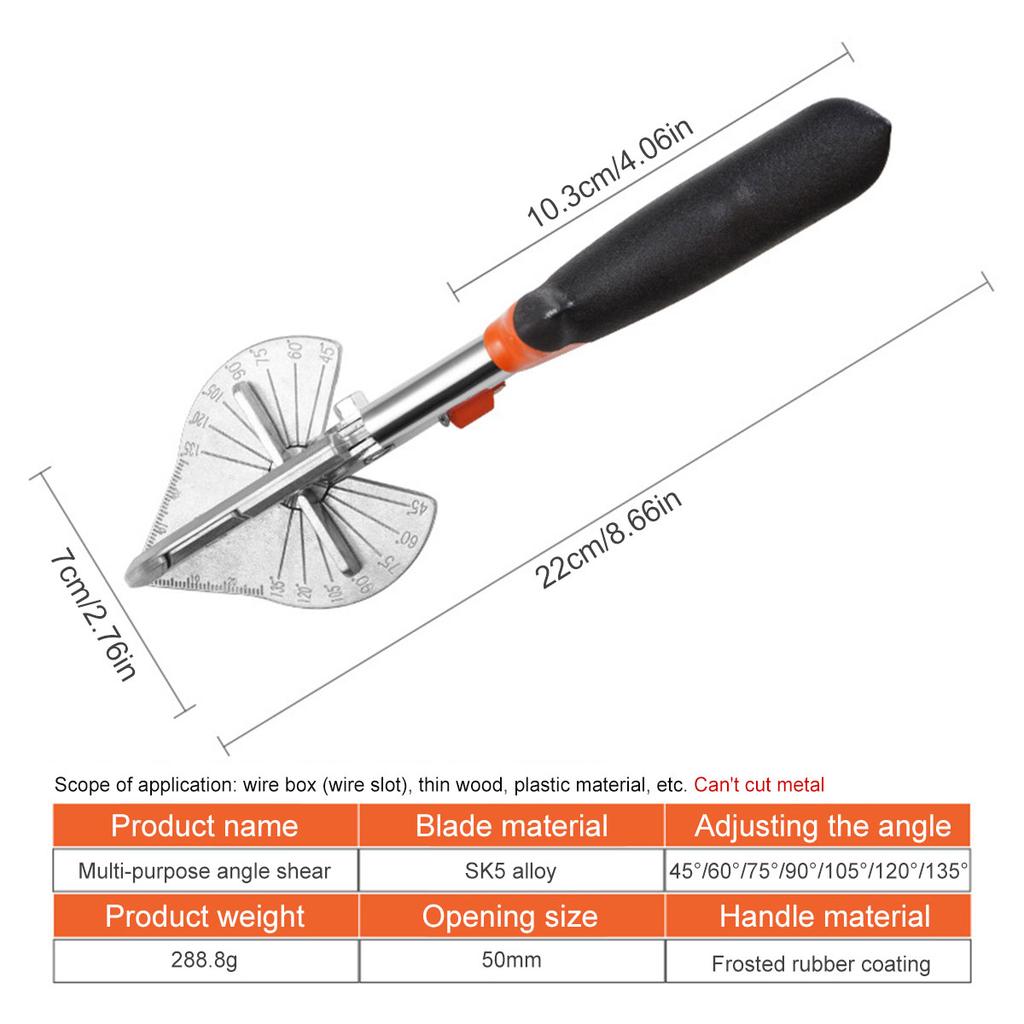 Miter Shears Adjustable 45-135° Sharp Trunking Shears Wood Plastic Multi Angle Miter Scissors With 2 Blades For Cutting Wood Pvc