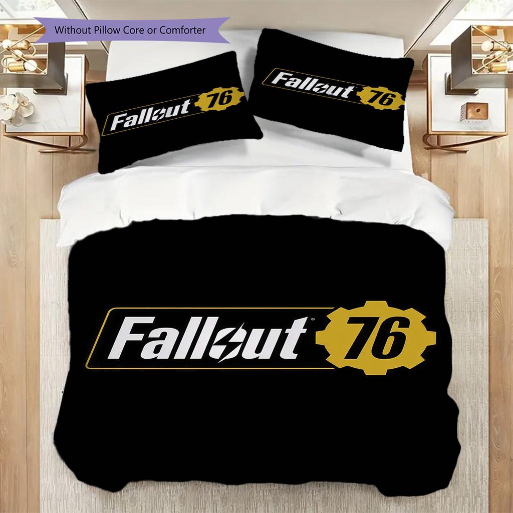 Fallout 76 Zestaw Trzyczęściowy Postapokaliptyczny Survival 1 Poszewka na Kołdrę 2 Poszewki na Poduszki Bez Wkładów Prezent na Boże Narodzenie Urodziny
