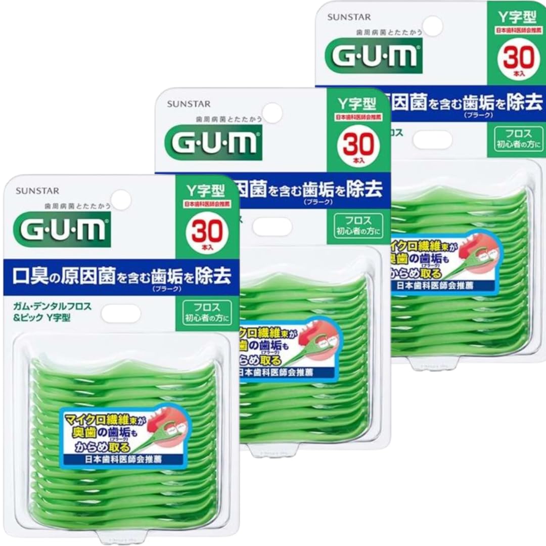 

Набор из 3 зубных нитей GUM, 30 штук, карточка [Оптовая покупка] и Y-образная [Дизайн включен]