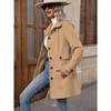 Abrigo de Lana Mixta Midi con Solapa de Solapa y Botonadura Única para Mujer Elegante Cinturón en la Cintura Longitud Media Ropa de Abrigo Otoño Invierno