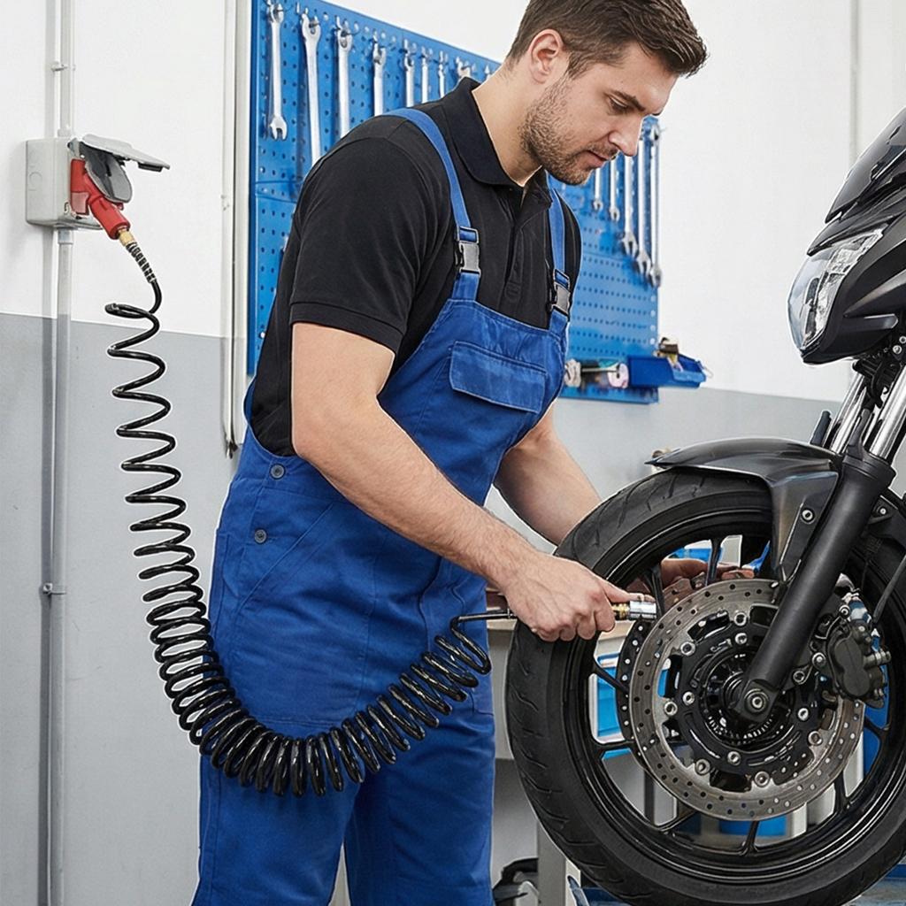 Pneumatic Tubing Quick Coupling Pipe Pneumatic Tool Part Coiled Flexible Air Hose Air Compressor Hose 7.5m Tubing