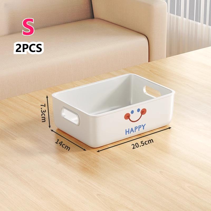 Desktop Storage Box Organizer Kitchen Kawaii Plastic Rectangular Snack Sundries Toy Storage Basket Clothes Cosmetics Storage Box