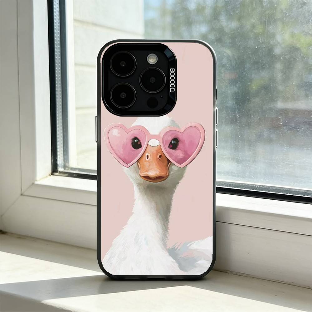 Cute Cartoon D-Duck Phone Case For iPhone 17,16,15,14,13,12,11 Plus,Pro Max,XS,Colorful Silver Phone case Funda Cover iPhone15