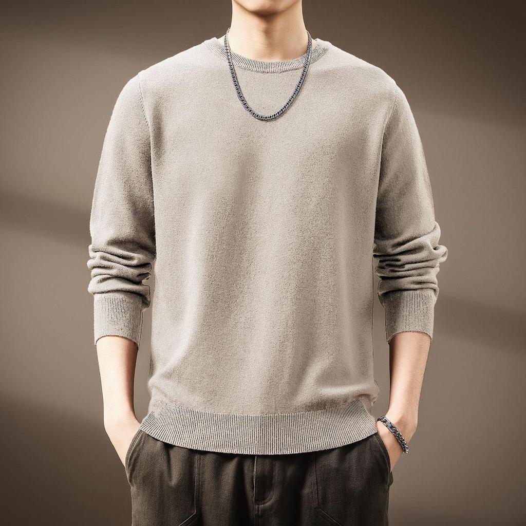 Pull en Maille Douce Couleur Unie Haut de Gamme pour Homme - Hiver Décontracté Col Rond