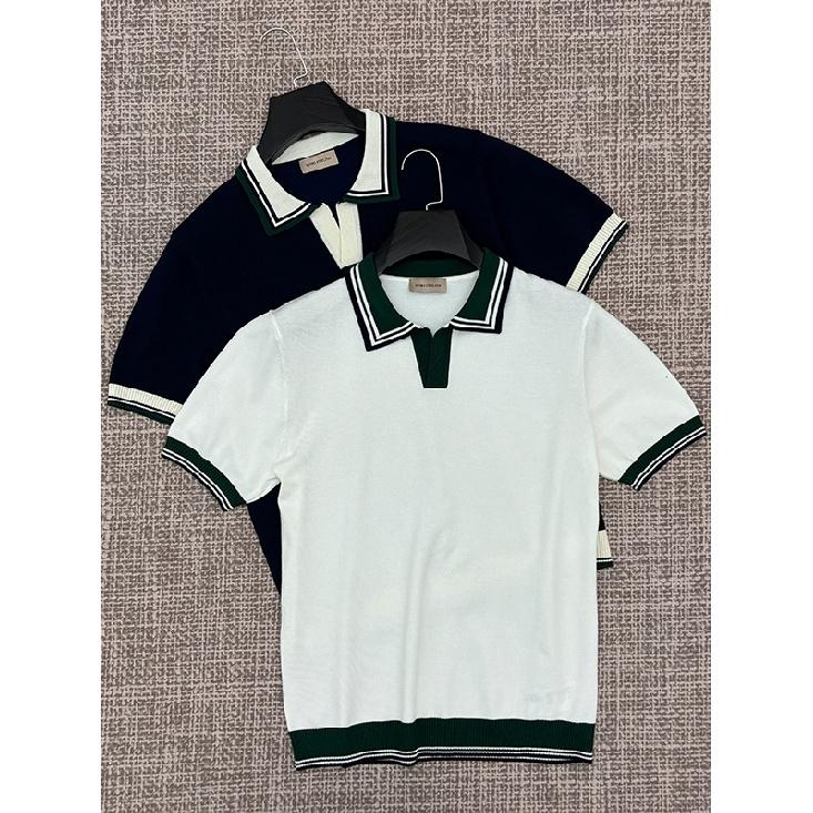 

Summer Thin Knit Slim Fit Luxury Color Block Polo Shirt Men Short Sleeve Business Casual Stylish Turn-down Collar Polo T-shirt 3XL сапфірове скло синього кольору кольору