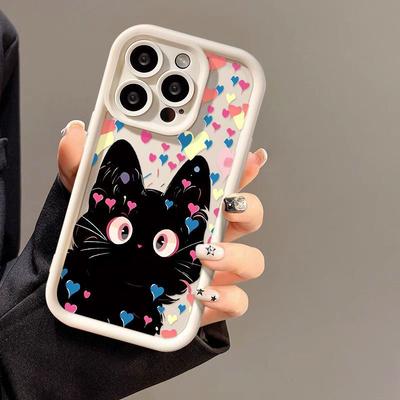 Love Little Black Cat Applies To iPhone17PorMax Mobile Phone Case 14 Apple 13 Matte 12/15 Cute Soft Case