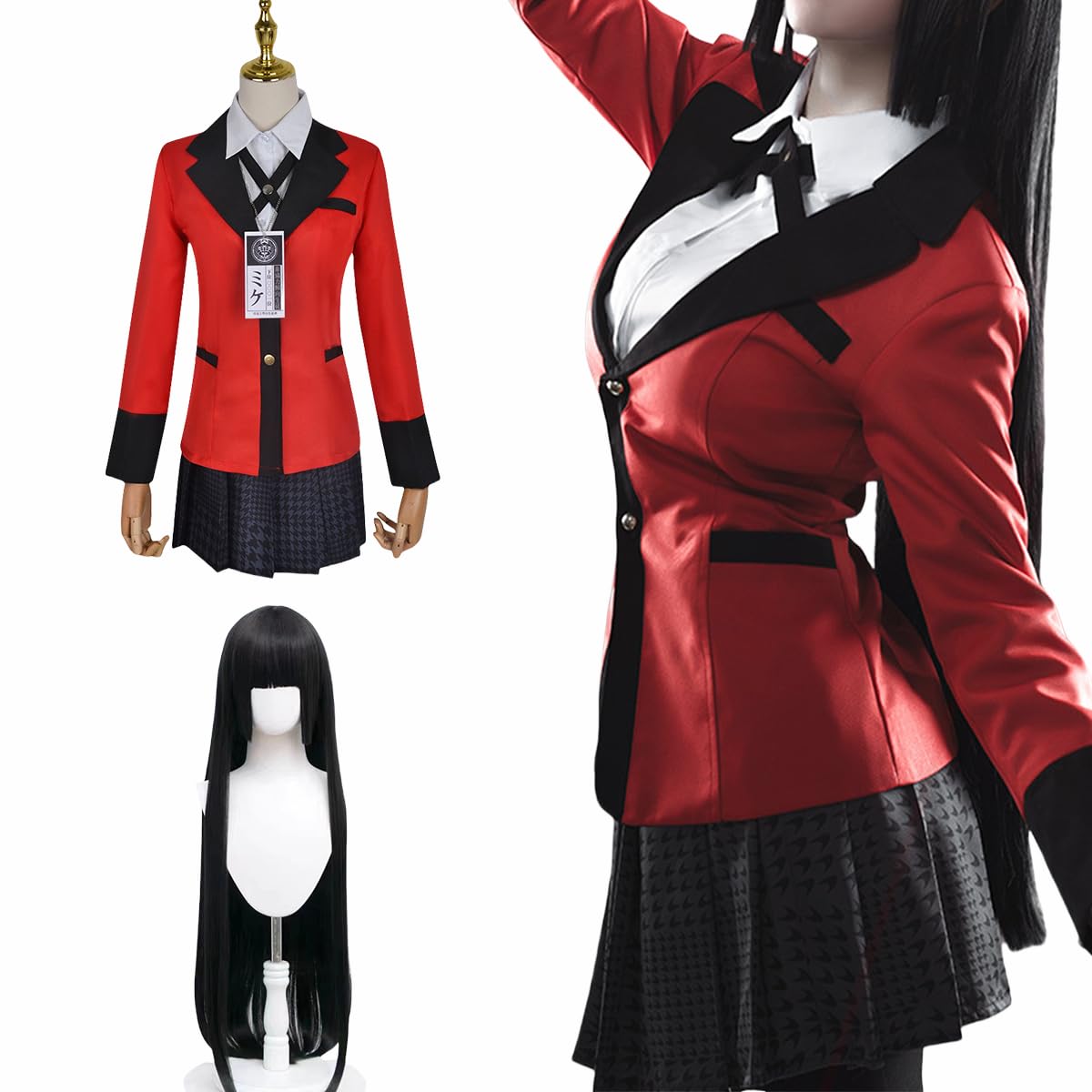 

Jabami Yumeko Cosplay with Wig Jabami Yumeko Halloween Costume Adult Costume Uniform Set Cosplay Costume Costume with Wig [ZOMOZO] 7-piece (L)