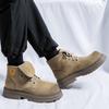 Winter Velvet Short Boots Men's High-top Martin Boots Thick-soled Heightening British Style Retro Rhubarb Boots 44306-R