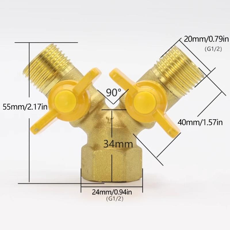 Brass 2 Way Tap Adapter Garden Irrigation 2 Way Double Tap Hose Adapter Adjustable Control Faucet Connector Adapter