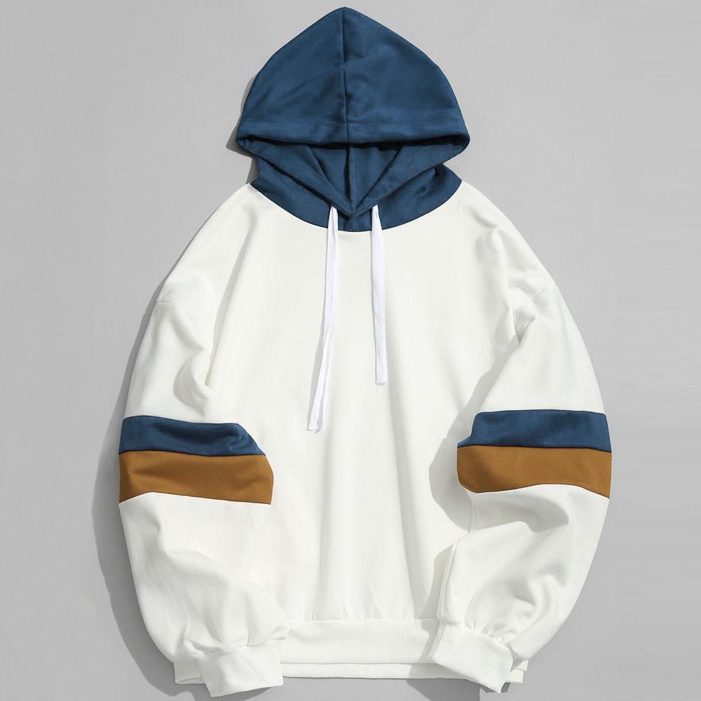 Mens Casual Patchwork Slim Fit Hoodie Outwear Blouse Sweatshirt