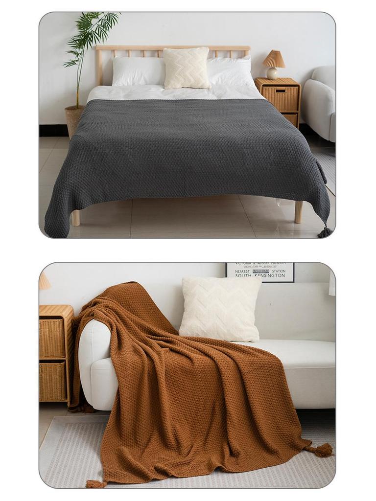 Nordic Style Knitted Office Nap Blanket - Versatile Shawl & Bed Runner